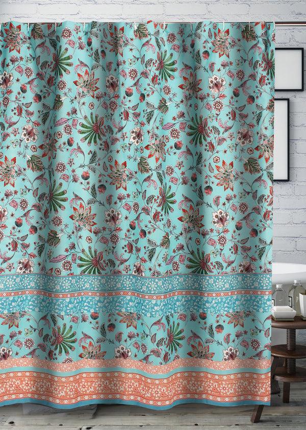 plow & hearth Audrey Turquoise Shower Curtain