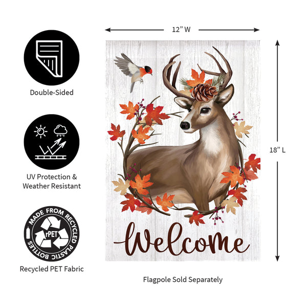 Plow & Hearth Autumn Deer Wreath Moire Garden Flag
