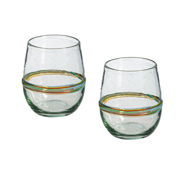 plow & hearth Bambeco Rainbow Stemless Glas 14oz