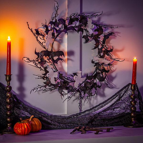 plow & hearth Bat and Ghost Wreath 20"