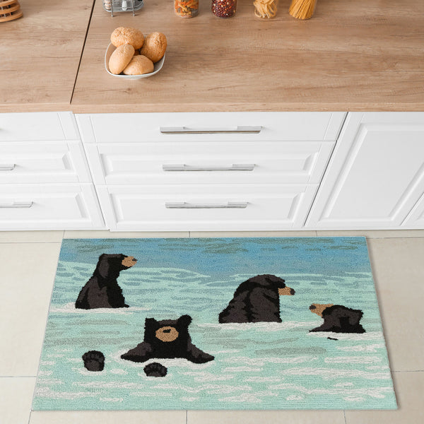 Plow & Hearth Bathing Bears Indoor/Outdoor Rug