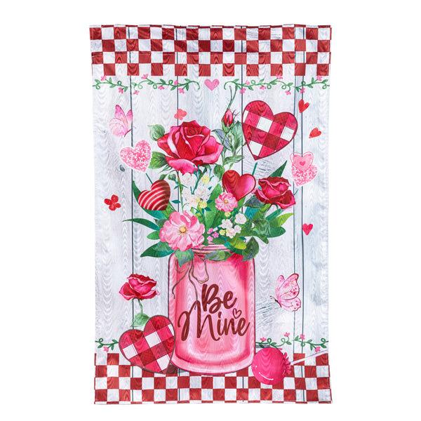 plow & hearth Be Mine Mason Jar Moire House Flag