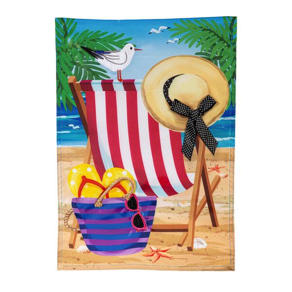 Plow & Hearth Beach Chair Applique Garden Flag