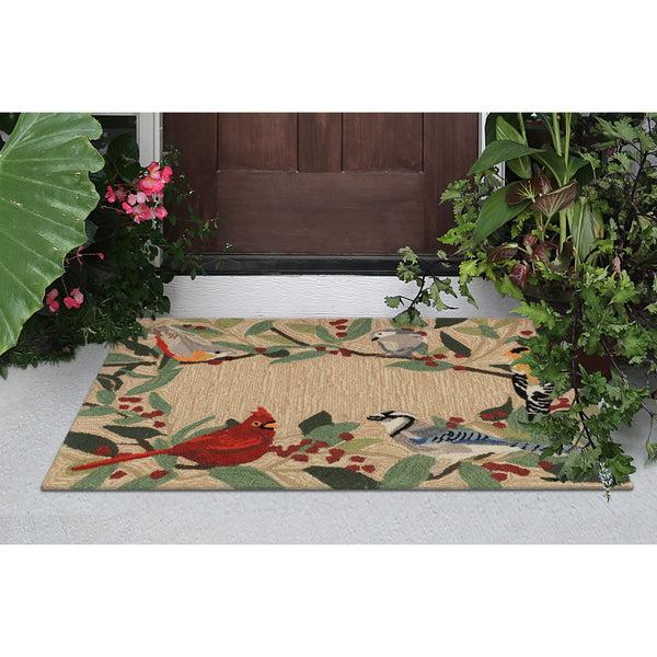 plow & hearth Bird Border Indoor/Outdoor Rug