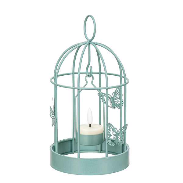 plow & hearth Bird Cage LED Candle Lantern Mint