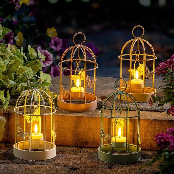 Plow & Hearth Bird Cage LED Candle Lantern White