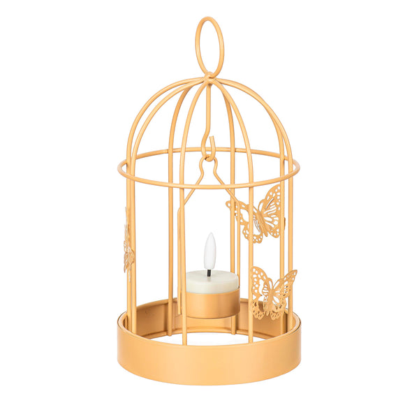 plow & hearth Bird Cage LED Candle Lantern Yellow