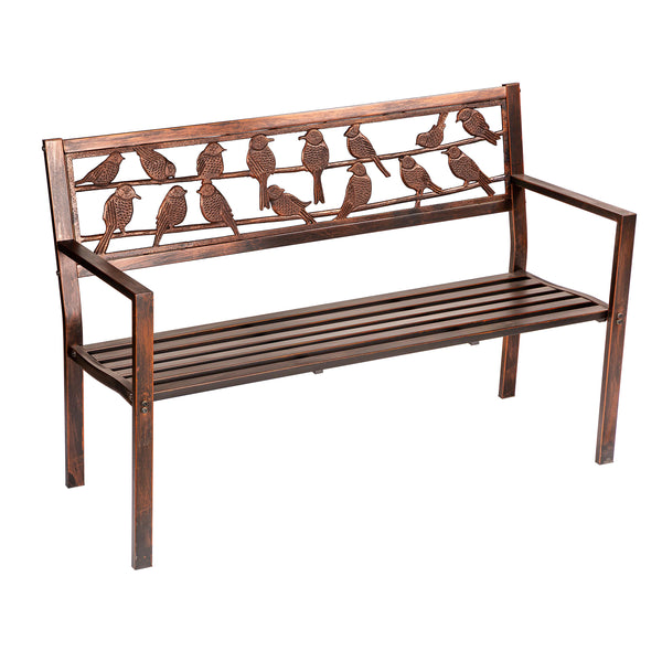 Plow & Hearth Birds On A Wire Metal Garden Bench