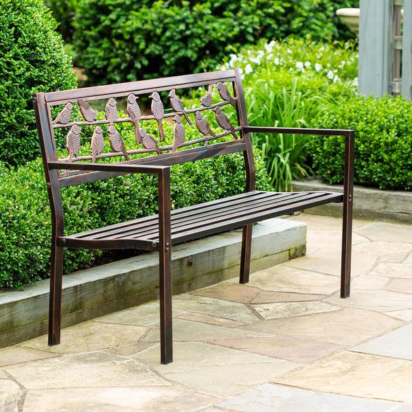 plow & hearth Birds on a Wire Metal Garden Bench