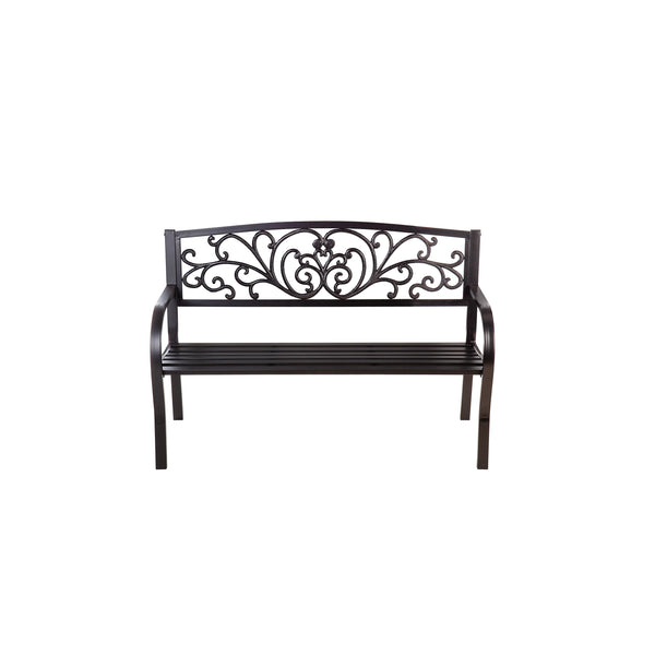 Plow & Hearth Blooming Garden Metal Bench Black