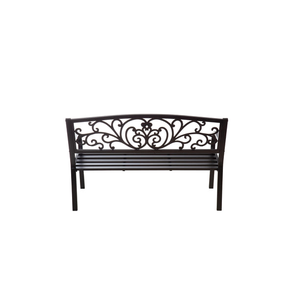 Plow & Hearth Blooming Garden Metal Bench Black