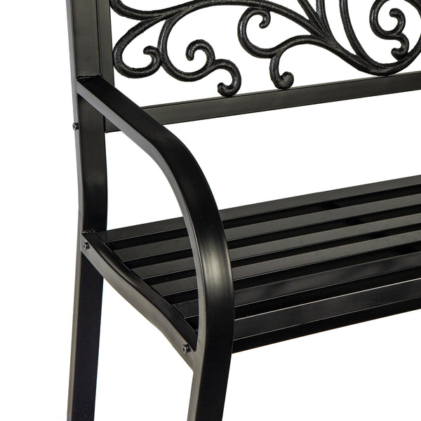 Plow & Hearth Blooming Garden Metal Bench Black