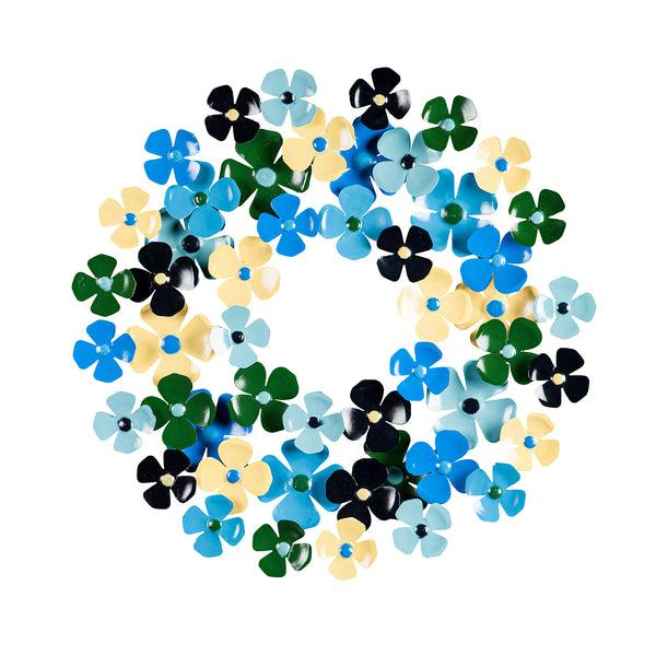 Plow & Hearth Blue Floral Metal Wreath