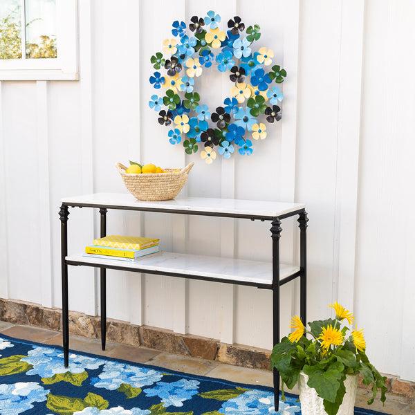 Plow & Hearth Blue Floral Metal Wreath
