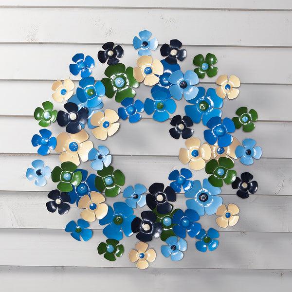 plow & hearth Blue Floral Metal Wreath plow & hearth Blue Floral Metal Wreath