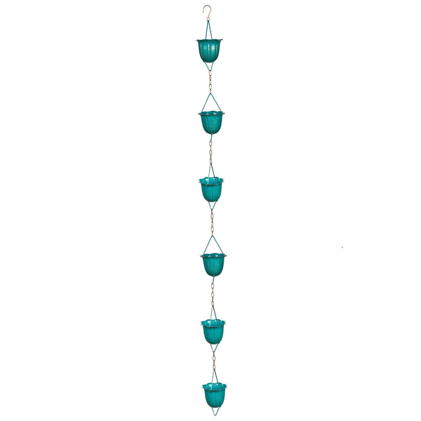 Plow & Hearth Blue Flower Cup Rain Chain