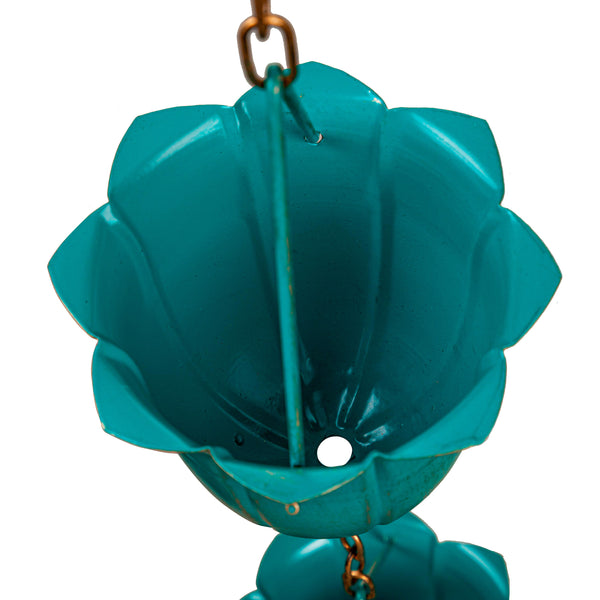 Plow & Hearth Blue Flower Cup Rain Chain