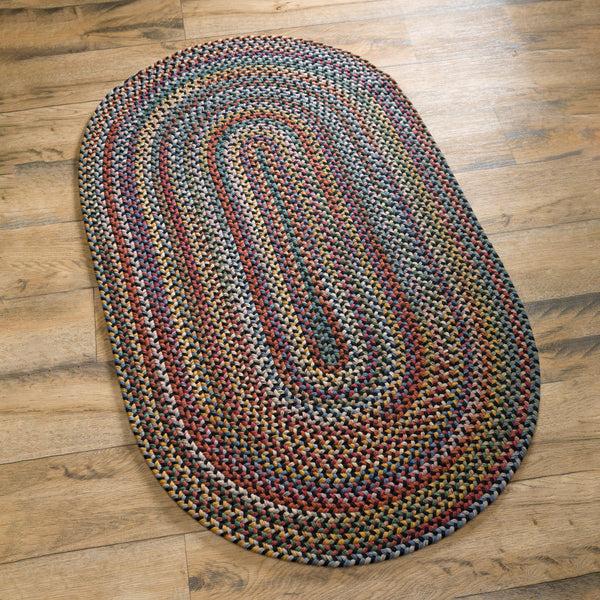 Plow & Hearth Blue Ridge Wool Oval Braided Rug 3' X 5'