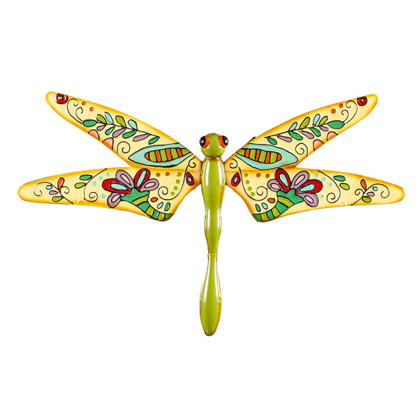 Plow & Hearth Boho Dragonfly In Cream And Green