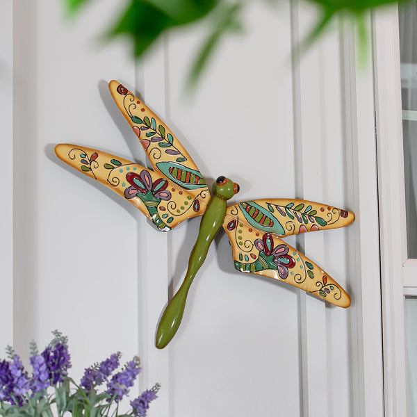 plow & hearth Boho Dragonfly in Cream and Green