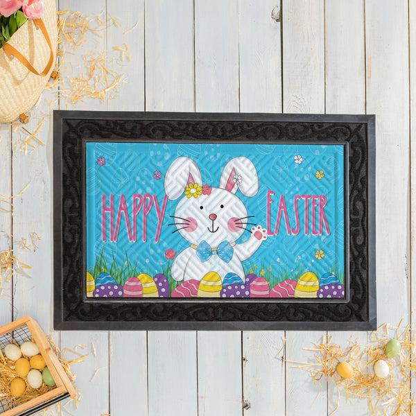 Plow & Hearth Bowtie Bunny Embossed Mat