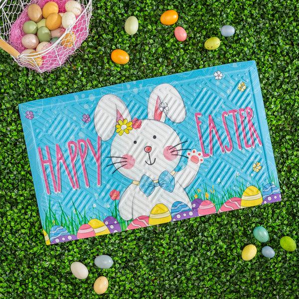 plow & hearth Bowtie Bunny Embossed Mat