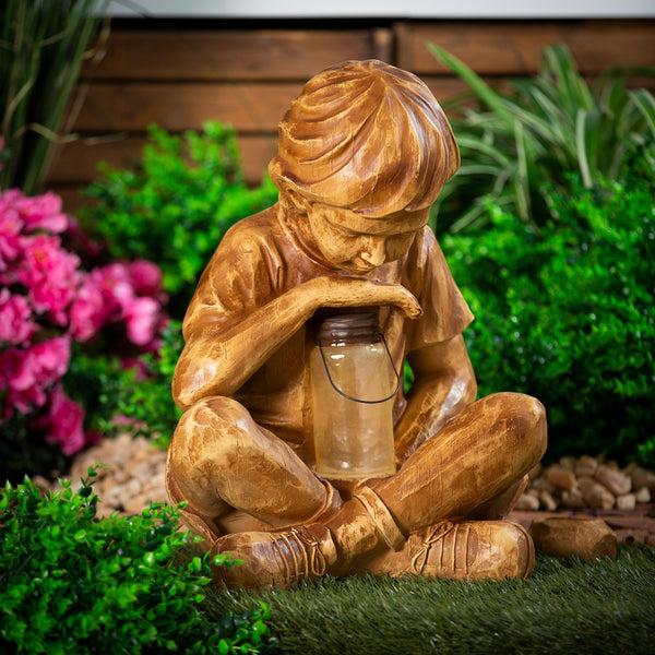 Plow & Hearth Boy With Firefly Statue