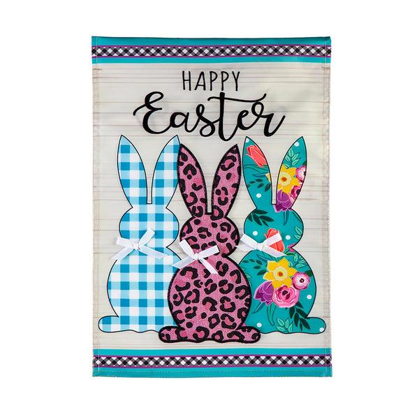 Plow & Hearth Bright Bunnies Applique Garden Flag