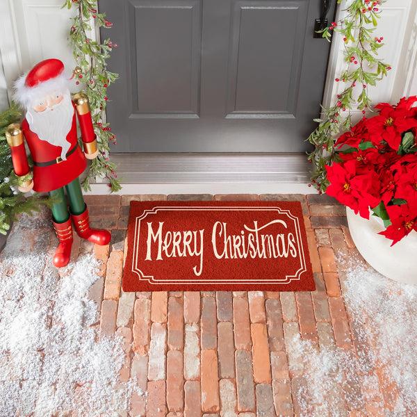 plow & hearth Bright Merry Christmas Coir Mat