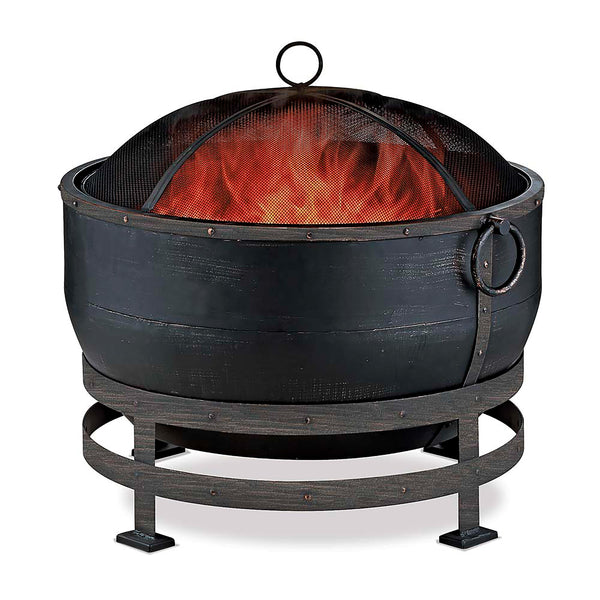 plow & hearth Bronze Cauldron Wood-Burning Fire Bowl