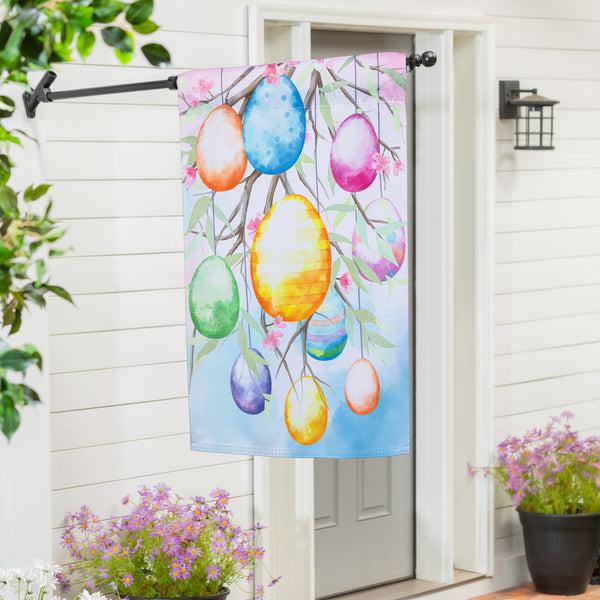 plow & hearth Bunny Blooms Egg Tree Suede House Flag