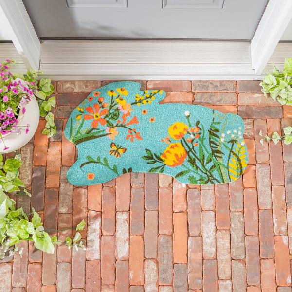Plow & Hearth Bunny Blooms Floral Shaped Coir Mat