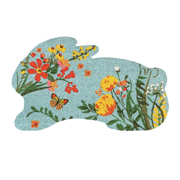 Plow & Hearth Bunny Blooms Floral Shaped Coir Mat