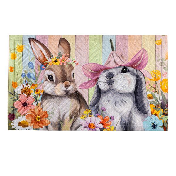 plow & hearth Bunny Blooms Flower Time Embossed Mat
