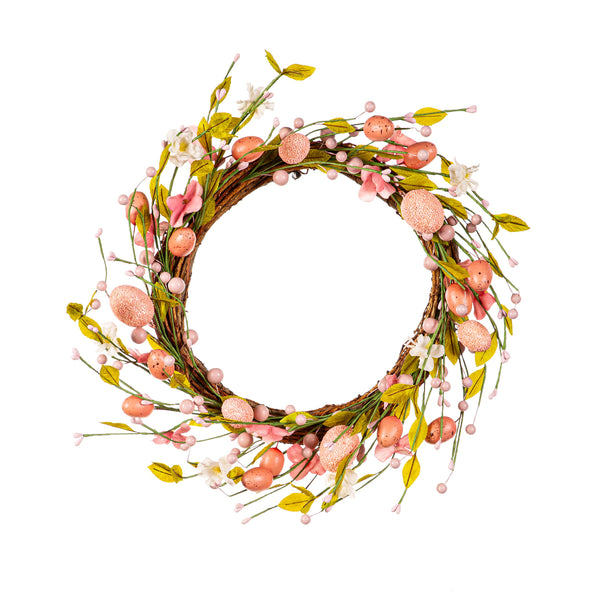 Plow & Hearth Bunny Blooms Wreath Easter Eggs 16"H