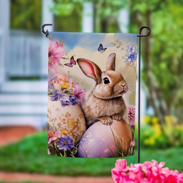 plow & hearth Bunny & Easter Egg Suede Garden Flag
