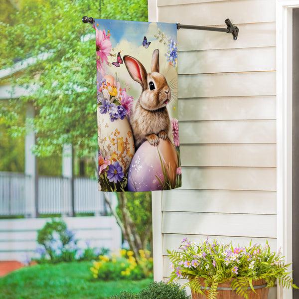 plow & hearth Bunny & Easter Egg Suede House Flag