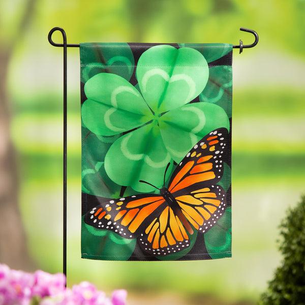 plow & hearth Butterfly Clover Suede Garden Flag