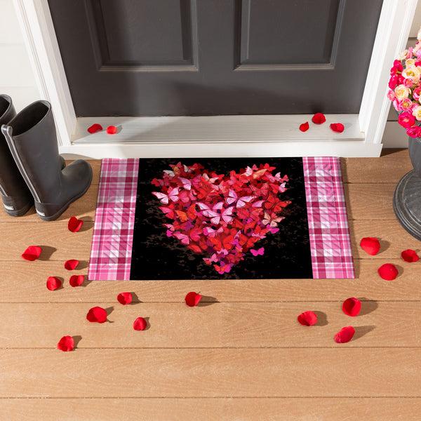plow & hearth Butterfly Heart Embossed Mat