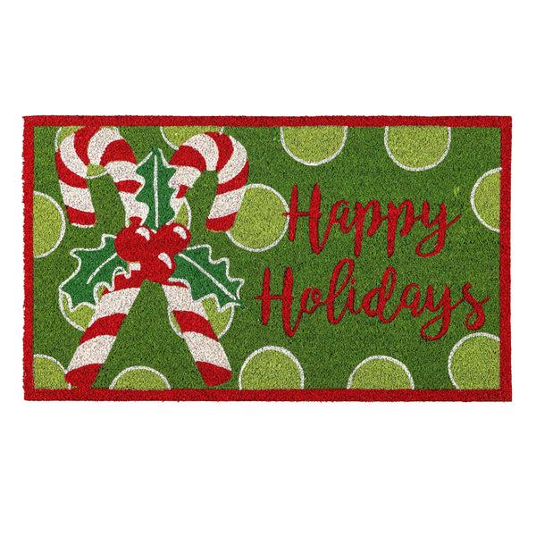 Plow & Hearth Candy Cane Coir Mat