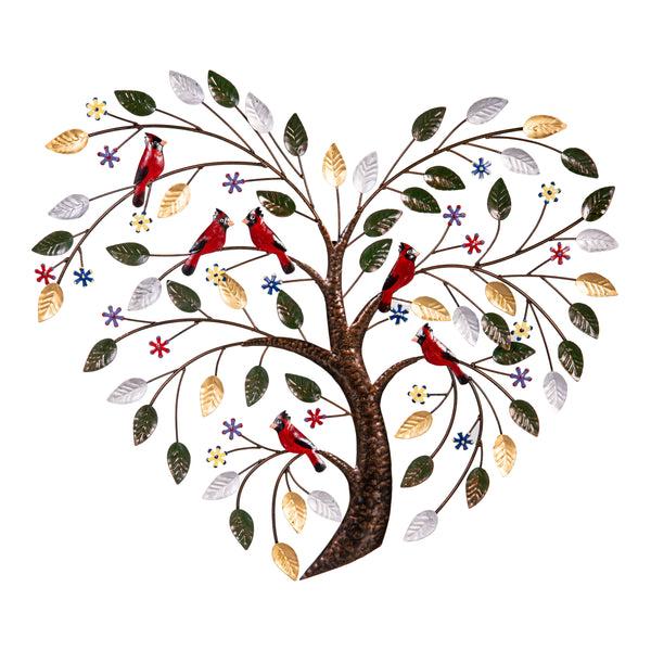 Plow & Hearth Cardinal Heart Tree Metal Wall Art