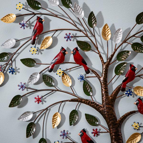 Plow & Hearth Cardinal Heart Tree Metal Wall Art