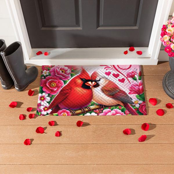 plow & hearth Cardinal Lovers Embossed Mat