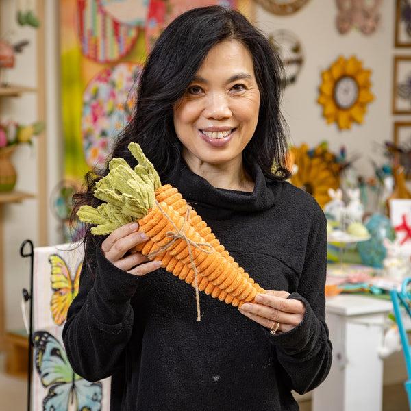 Plow & Hearth Carrot Bundle Fabric Table Decor 13"H