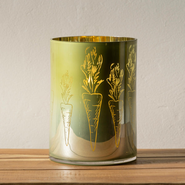 Plow & Hearth Carrot-Etched Glass Hurricane Large