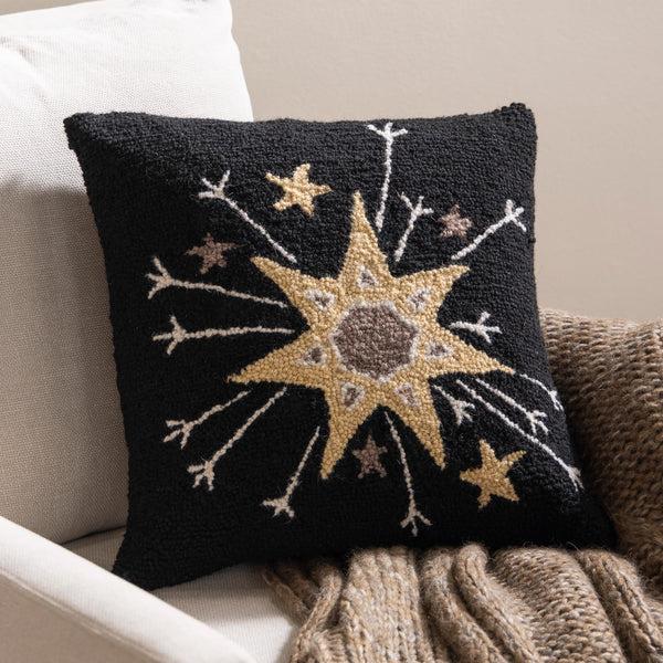 plow & hearth Celestial Starburst Wool Accent Pillow