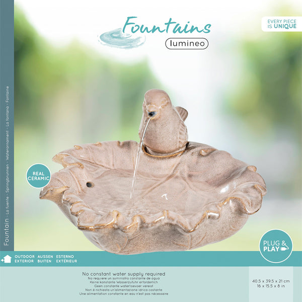 Plow & Hearth Ceramic Tabletop Bird Fountain