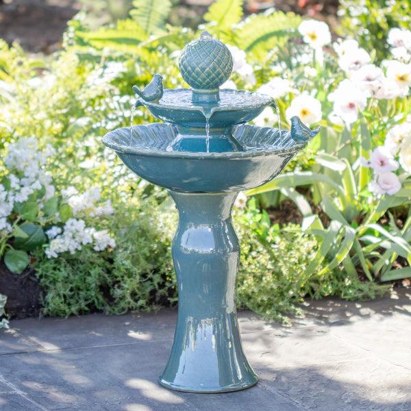 plow & hearth Ceramic Tiered Bird Fountain