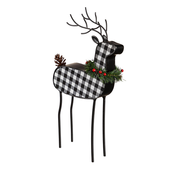 Plow & Hearth Checkered Deer Table Décor Set Of 3
