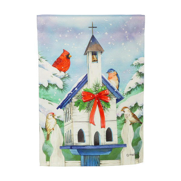 Plow & Hearth Christmas Birdhouse Suede Garden Flag